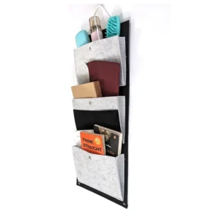 Wall Hanging Storage Organizer | Foldable Fabric Shelf with 3 Pockets | Home, Kitchen & Magazine Organizer | White Felt