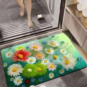 Rectangular Memory Foam Bath Mat - Water Absorbent & Anti-Slip Shower Rug for Kitchen and Entrance (Design 6)