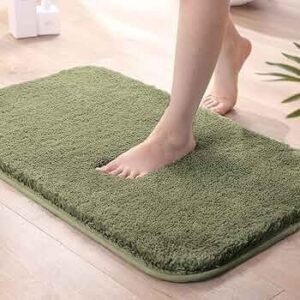 Super Soft Microfiber Bath Mat (40x60 cm) - Rectangular Non-Slip & Washable Floor Mat for Home (Green)