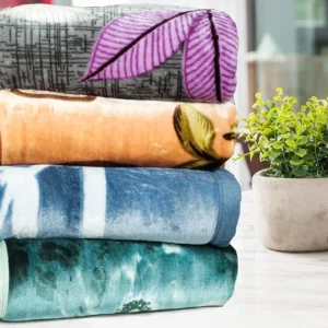 Super Soft Cloudy Printed Single Bed Blanket (Grey & Pink)