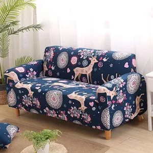 Blue Deer Polyester Sofa Cover – Washable, Stretch Fit, Universal 3+1+1 Seater, Modern Style
