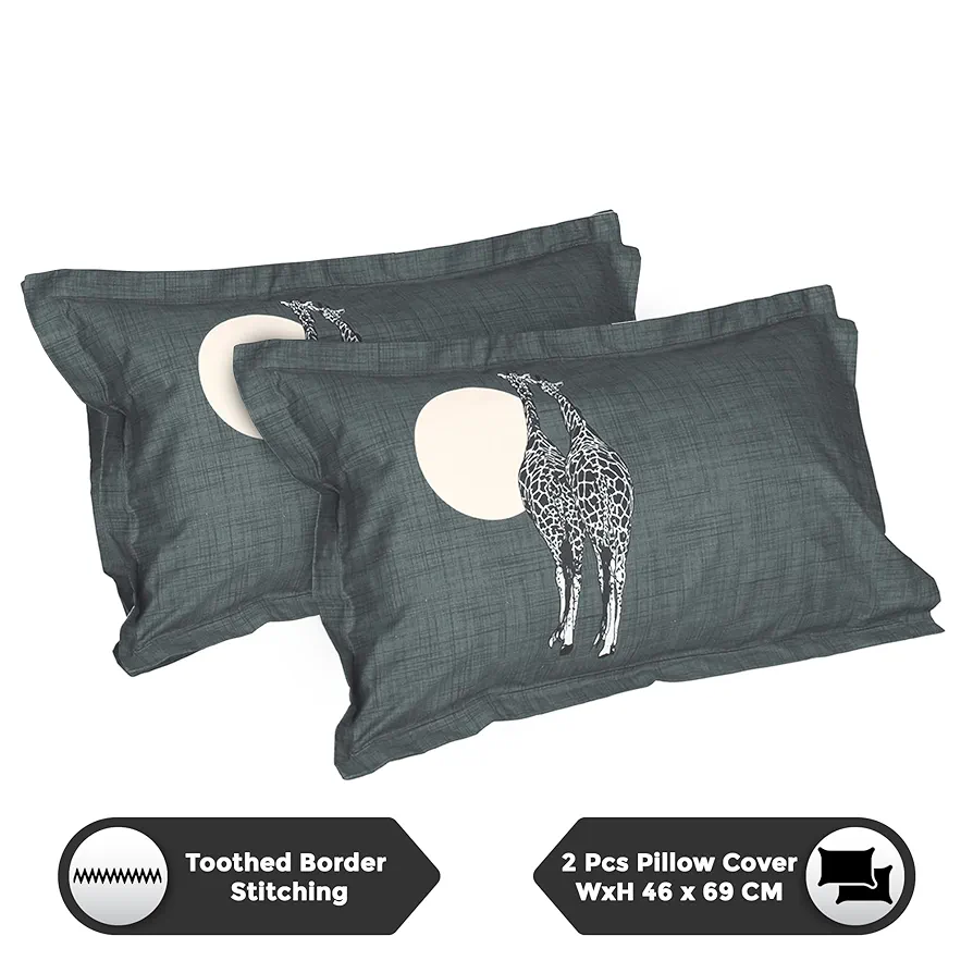 240 TC Cotton King Size Bedsheet with 2 Pillow Covers | 270 x 270 cm | Light Grey Geometric Pattern | Soft & Breathable Fabric - Image 4