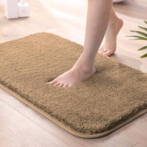 Super Soft Microfiber Bath Mat (40x60 cm) - Rectangular Non-Slip & Washable Floor Mat for Home (Gold)