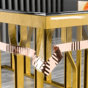 Modern Transparent PVC Table Cover – Waterproof & Durable, Crystal Gold Border, 60x90 Inch