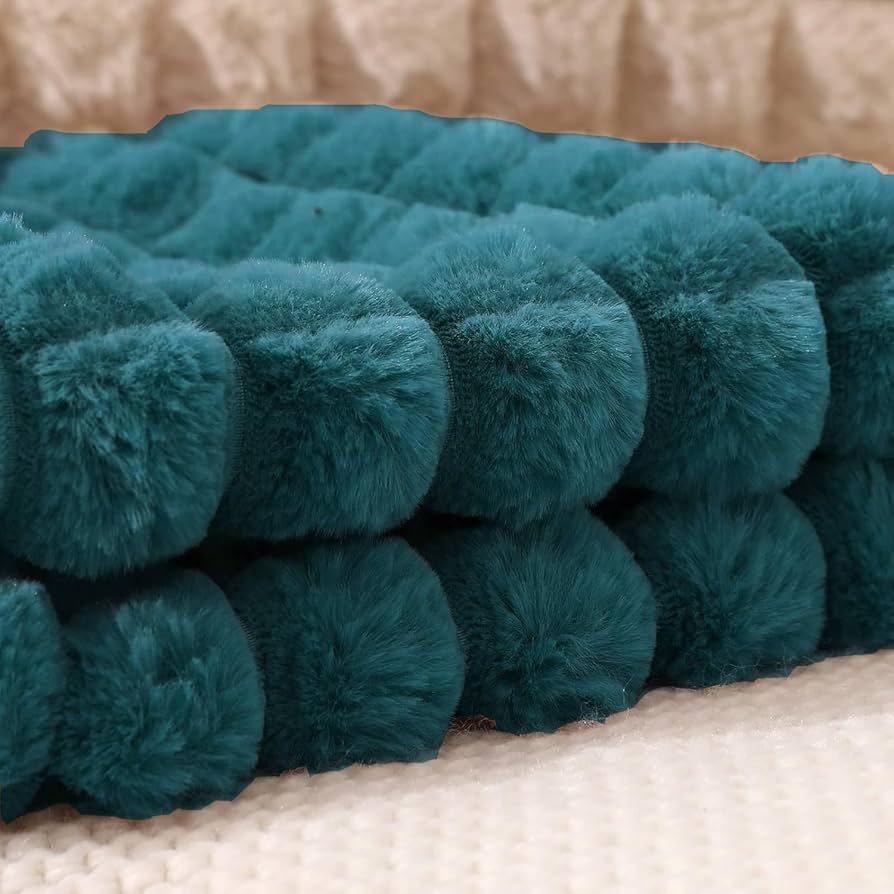 Cushion Covers, Faux Fur, Plush, Soft, Fluffy, Decorative, Modern Decoration for Living Room, Sofa, Car, Bedroom, Decor, Home, Office 16 x 16 Inches (Blue, 40 x 40 cm) - Image 3