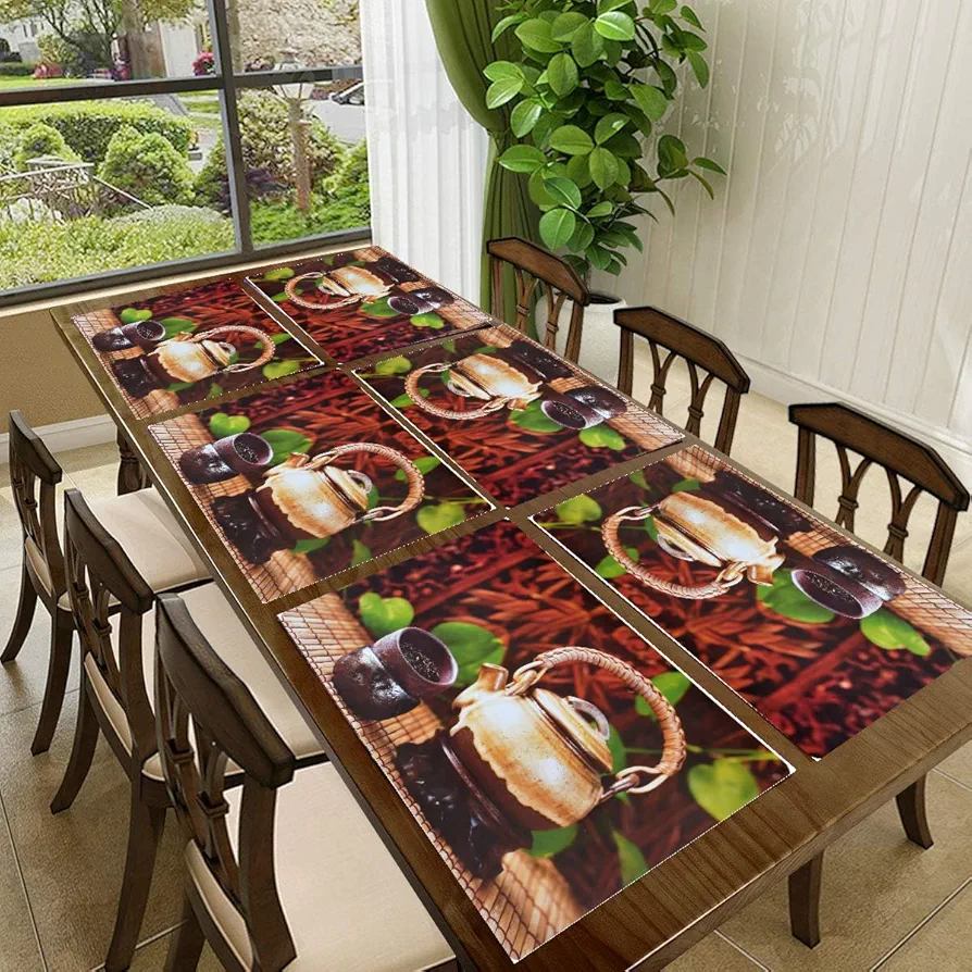 6-Piece PVC Dining Table Placemats | Washable, Waterproof & Heat-Resistant Reversible Table Mats | Plastic Placemats for Kitchen & Dining | Multi | 11x17 Inches - Image 6