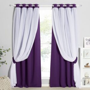 Blackout Curtain-Purple Multi use Room Darkening Thermal Insulated Eyelet Noise reducing Window and Door Curtains for Bedroom,Living Room, Sold as 1 parda _ Solid