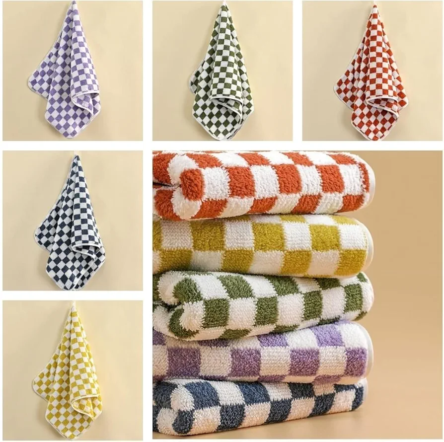 Microfiber Soft & Fuffy Hand Towel 400 GSM with Hanging Loop | Soft, Highly Absorbent & Fast Dry | Perfect for Home, Pool & Gym | (75x35cm) (Chess_Multi, Set of 2) - Image 3