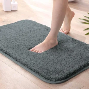 Super Soft Microfiber Bath Mat (40x60 cm) - Rectangular Non-Slip & Washable Floor Mat for Home (Gray)