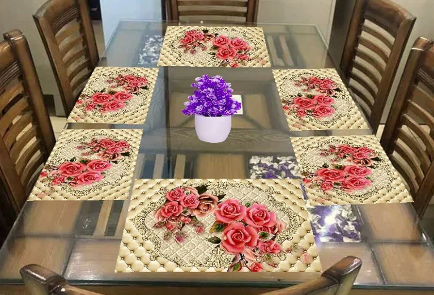 6-Piece PVC Dining Table Placemats | Washable, Waterproof & Heat-Resistant Table Mats | Reversible Plastic Placemats for Kitchen & Dining | Multi | 11x17 Inches - Image 7