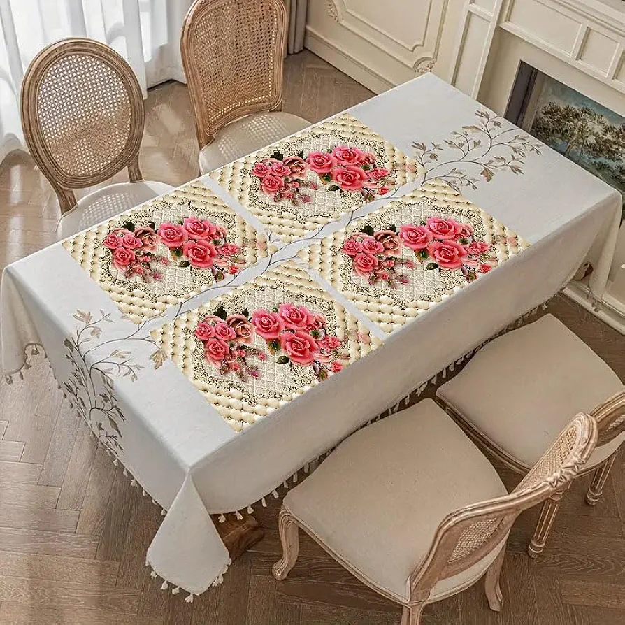 6-Piece PVC Dining Table Placemats | Washable, Waterproof & Heat-Resistant Table Mats | Reversible Plastic Placemats for Kitchen & Dining | Multi | 11x17 Inches - Image 5
