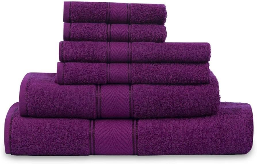 Premium Elegance 100_ Cotton-Soft-Highly Absorbent - 450 GSM - (Pack of 6 Family Towel Set, Cheer Wine) - Image 4