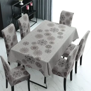 Dinning Chair Cover With Table Covers (Grey)
