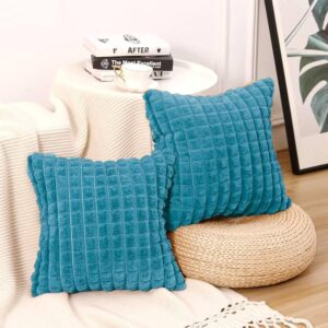 Cushion Covers, Faux Fur, Plush, Soft, Fluffy, Decorative, Modern Decoration for Living Room, Sofa, Car, Bedroom, Decor, Home, Office 16 x 16 Inches (Blue, 40 x 40 cm)