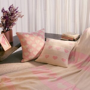 Decorative Blush Heart Duo Pack of 2 Cushion Cover for Valentine Gifts for Loved Ones - Stylish Throw Pillow Covers for Sofa & Bedroom, Romantic Home Décor