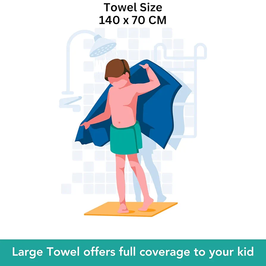 Microfiber Kids Bath Towel-Quick Drying Towels for Unisex Kids-Teddy Bear Print Baby Towel for Boys and Girls-70 x 140 Cms (Pack of 2,Blue/Red) - Image 4