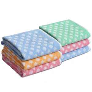 100% Cotton Hand Towels Set - Ultrasoft & Absorbent - Leaf Design Pattern Small Towel for Face, Hair, Gym, Spa - 14 X 21 Inches, 6 Pieces, Multicolour