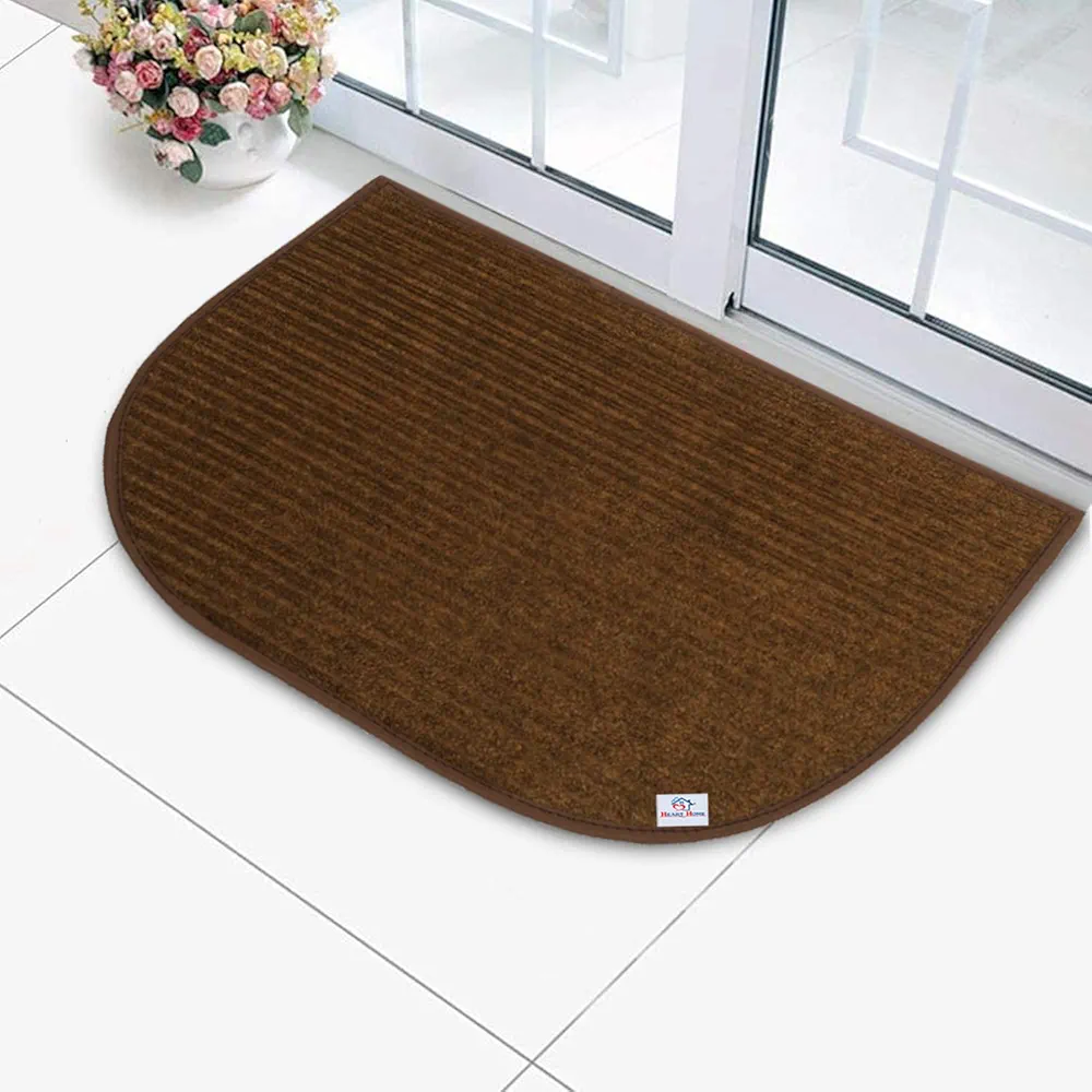 Anti-Slip 2 Pieces Microfiber Door Mat | Soft & Durable Handmade Mats with Rubber Backing (14"x23", Grey & Brown) - Image 2
