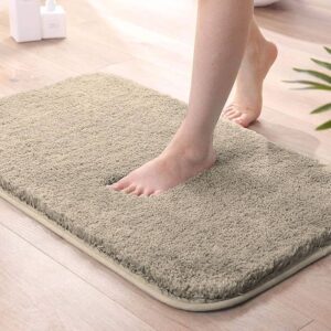 Super Soft Microfiber Bath Mat (40x60 cm) - Rectangular Non-Slip & Washable Floor Mat for Home (Beige)