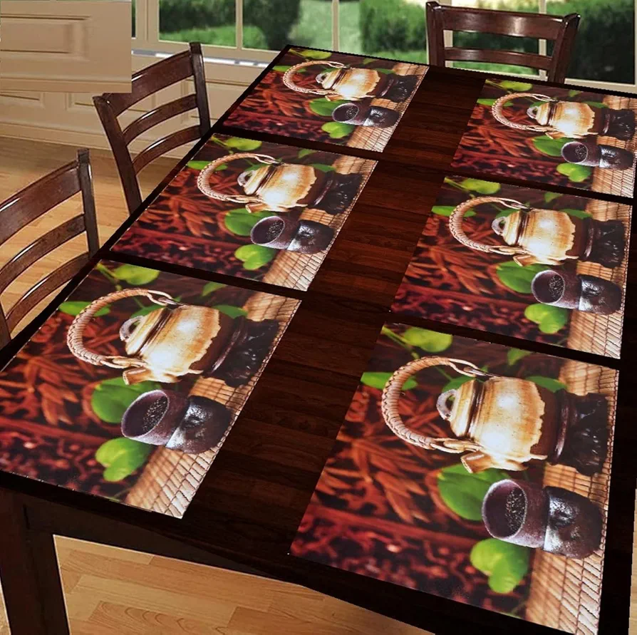 6-Piece PVC Dining Table Placemats | Washable, Waterproof & Heat-Resistant Reversible Table Mats | Plastic Placemats for Kitchen & Dining | Multi | 11x17 Inches - Image 4