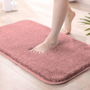 Super Soft Microfiber Bath Mat (40x60 cm) - Rectangular Non-Slip & Washable Floor Mat for Home (Pink)
