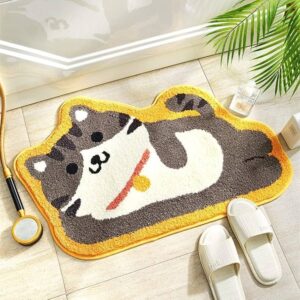 2000 GSM Microfiber Anti-Skid Door Mat (40x60 cm) - Super Soft & Absorbent Floor Mat for Home (Kitten Design)