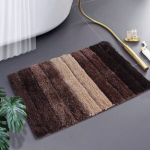 2500 GSM Luxury Microfiber Bath Mat - High Pile Anti-Skid & Quick-Dry Tufted Rug for Bathroom and Entrance (Walnut)