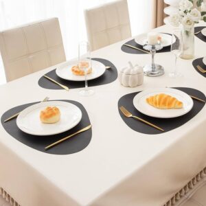 Premium Faux Leather Dining Table Mats, Heat Resistant Leak and Waterproof Non Slip Dinner Mats, 6 Pcs, Black (AR-5188-BLK_6)
