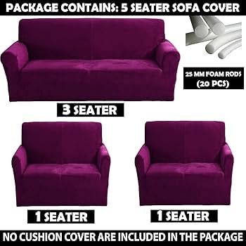 Velvet Sofa Cover 3 Seater and 2 Seater Fully Covered Universal 5 Seater Sofa Cover Non-Slip Sticky Elastic Stretchable Sofa Set Slipcover Protector for (3+1+1 Seater), Wine - Image 3