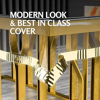 Modern Transparent PVC Table Cover – Waterproof & Durable, Crystal Gold Border, 60x90 Inch - Image 6