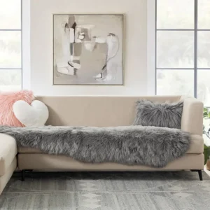 Dark Grey Fluffy Shag Rug – 2x6 ft, Ultra Soft Faux Sheepskin, for Bedroom, Kids Room & Living Room