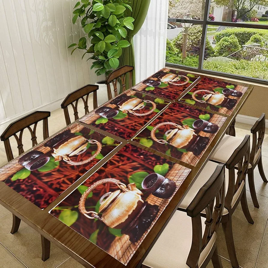 6-Piece PVC Dining Table Placemats | Washable, Waterproof & Heat-Resistant Reversible Table Mats | Plastic Placemats for Kitchen & Dining | Multi | 11x17 Inches - Image 8