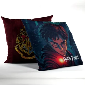Harry Potter Cushion Cover 12x12 Inches – Multi-Color Art Deco Print | Magical TV Series Theme