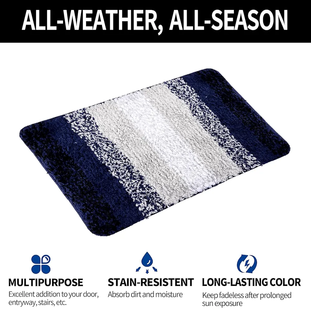 Door Mat | Dust Trapper & Anti-Skid Floor Mat for Home Entrance | Blue Patta Rainbow Design | Entryway Door Mat, Gray (60x40 cm) - Image 5