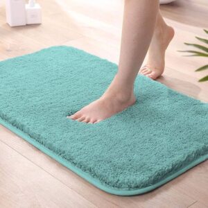 Super Soft Microfiber Bath Mat (40x60 cm) - Rectangular Non-Slip & Washable Floor Mat for Home (Aqua)