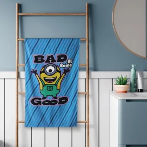 Kids Bath Towel – 100% Cotton, Ultra Soft & Absorbent, Quick-Dry, 67x130 cm (Marvel Minions – Blue)