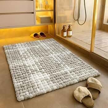 Anti-Slip Cotton Polyester Blend Bathroom Mat (40x60 cm) - Water-Absorbent Floor Mat for Home & Doorway