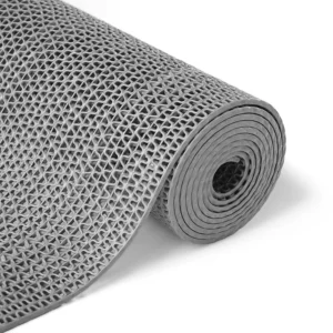 2x14 Ft Rubber Mat | Waterproof Anti-Slip Entrance & Bathroom Mat with Drainage Holes | Doormat for Home, Office, Kitchen & Pool | Grey
