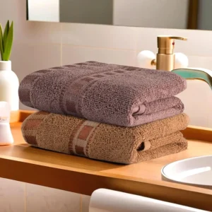 144 Tc Pack of 2 Cotton Hand/Face Towels for Men & Women | Easily Washable | Workout Gym Napkins for Men | Pocket Towel - Golden & Brown