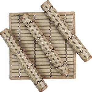 Heat Resistant, Waterproof 2mm Thick PVC Placemats for Dining Table_Eco-Friendly Colorful Place Mats for Dining Table, Dining Table Mate-(12x12 inch) (Beige, Set of 4) _