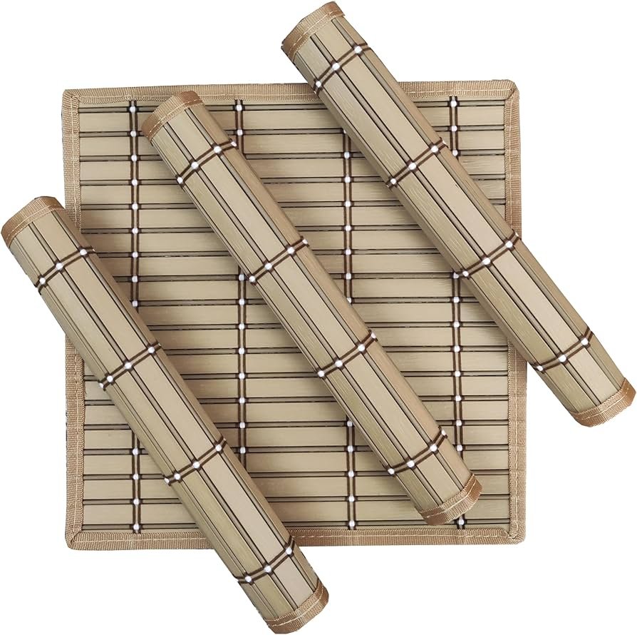 Heat Resistant, Waterproof 2mm Thick PVC Placemats for Dining Table_Eco-Friendly Colorful Place Mats for Dining Table, Dining Table Mate-(12x12 inch) (Beige, Set of 4) _