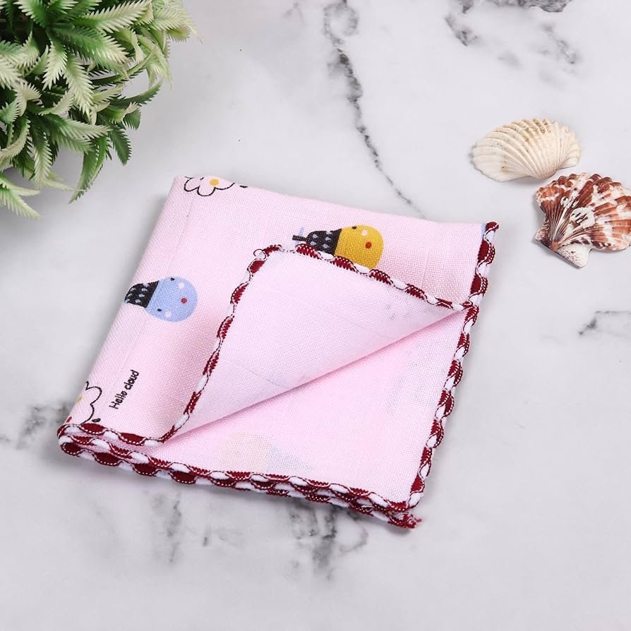Cotton face Towel Unisex Baby rumal wash Cloth Women Hanky Size (10 _ 10) inch Combo Set of Pack (6) - Image 3