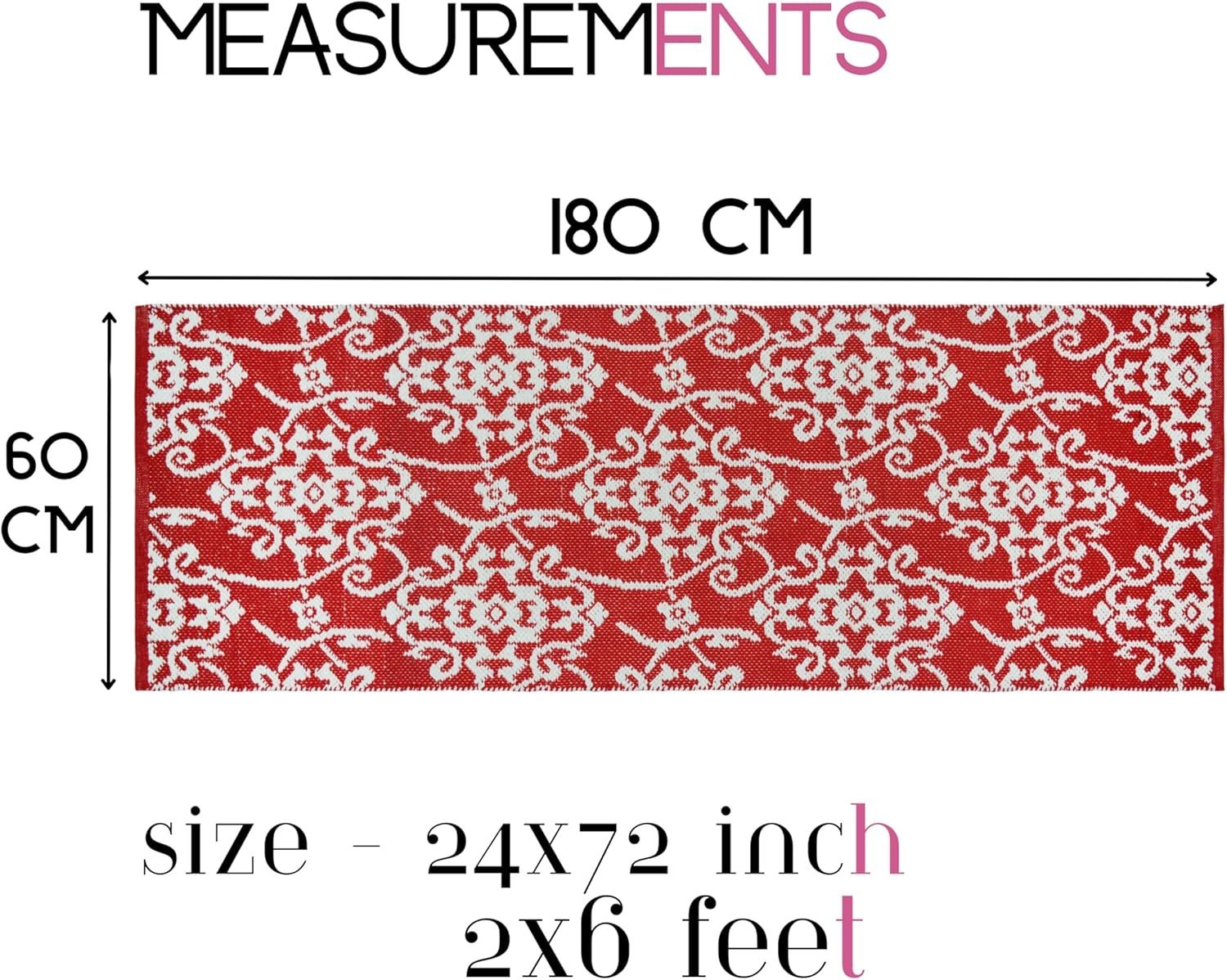 Organic Cotton Yoga Mat for Home & Gym – 8mm Thick, Extra Large Non-Slip Backing with Carry Bag & Strap (Red) - Image 2