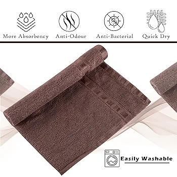 144 Tc Pack of 2 Cotton Hand/Face Towels for Men & Women | Easily Washable | Workout Gym Napkins for Men | Pocket Towel - Golden & Brown - Image 3