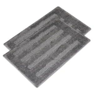 2 Pcs Microfiber Bathroom Mats 60x40 cm | Water Absorbent, Anti-Slip Door Mats | Soft Comfort for Feet | Grey