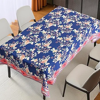 Kingfisher Printed Cotton Dining Table Cover – 4-Seater, Anti-Skid, 60x60 Inch