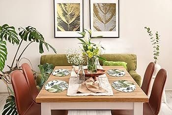 Vintage Botany Design Premium Printed MDF Wooden Dining Tablemat, Heat-Water Resistant Round Placemats Set of 4 Pieces - Image 2