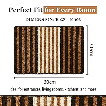 Pack of 4 Anti-Skid Water-Absorbent Door Mats for Home | 16x24 Inch Durable Main Entrance Footmats – Micro Pearl Lining Brown - Image 2