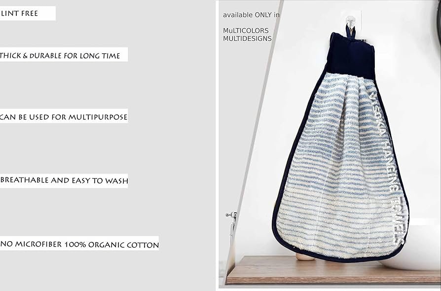 Hand Wash Basin~ Kitchen~Double Sided~ Cotton ~Velvet Mix~Multipurpose~Soft Touch Hanging Towel (Pack of 2, Multi Color) - Image 5