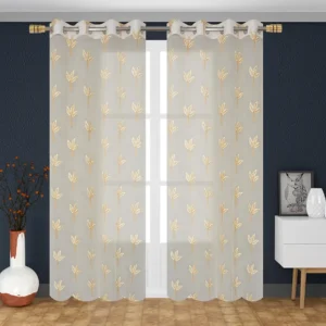 Tissue Net Embroidery Sheer Set of 2(Cream)